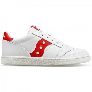 White / Red Saucony Jazz Court PU Men's Sneakers | USA YLDSXG