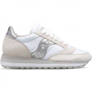 White / Silver Saucony Jazz Triple Women's Sneakers | USA IUFSYW