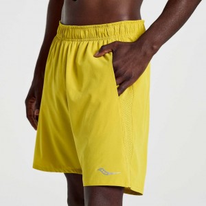 Yellow Saucony Outpace 7" Men's Shorts | USA EGVBOK