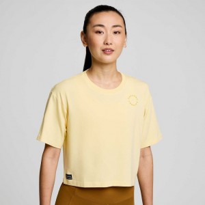 Yellow Saucony Recovery Boxy Women's T-Shirt | USA DJEOTG