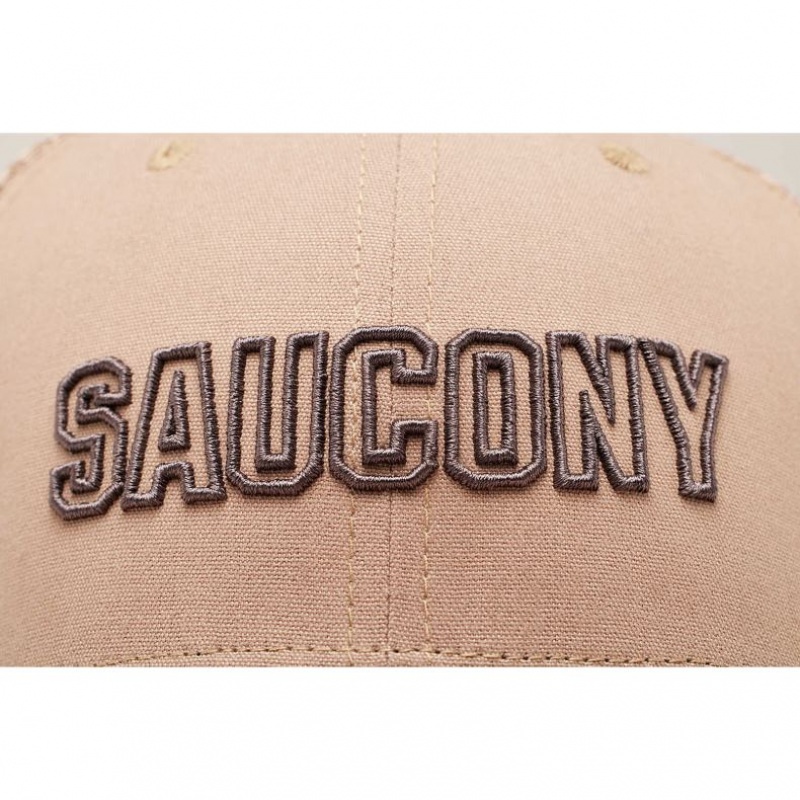 Beige Saucony Adjustable Snap Back Men's Trucker Hats | USA ZWFEUM