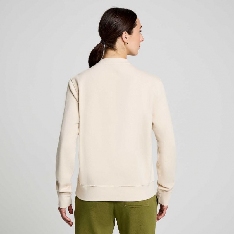 Beige Saucony Recovery Crew Women's Sweatshirt | USA MFAOXW