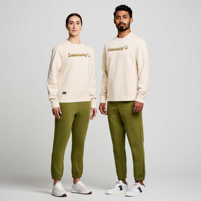 Beige Saucony Recovery Crew Women's Sweatshirt | USA MFAOXW