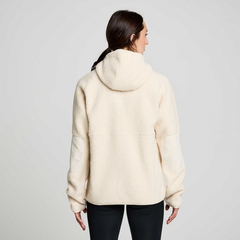 Beige Saucony Recovery Sherpa Pullover Women's Hoodie | USA WXHNME