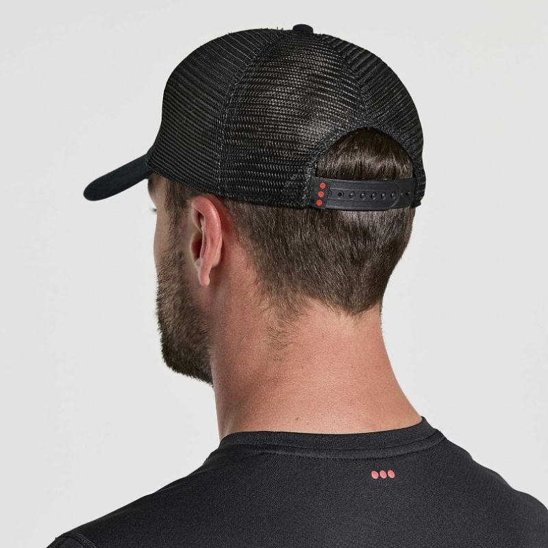 Black Saucony Adjustable Snap Back Men's Trucker Hats | USA SRIEMT