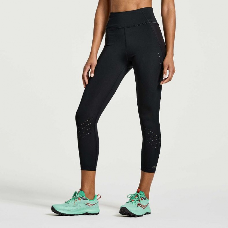 Black Saucony Explorer Utility Crop Women's Tight | USA IJPSUO