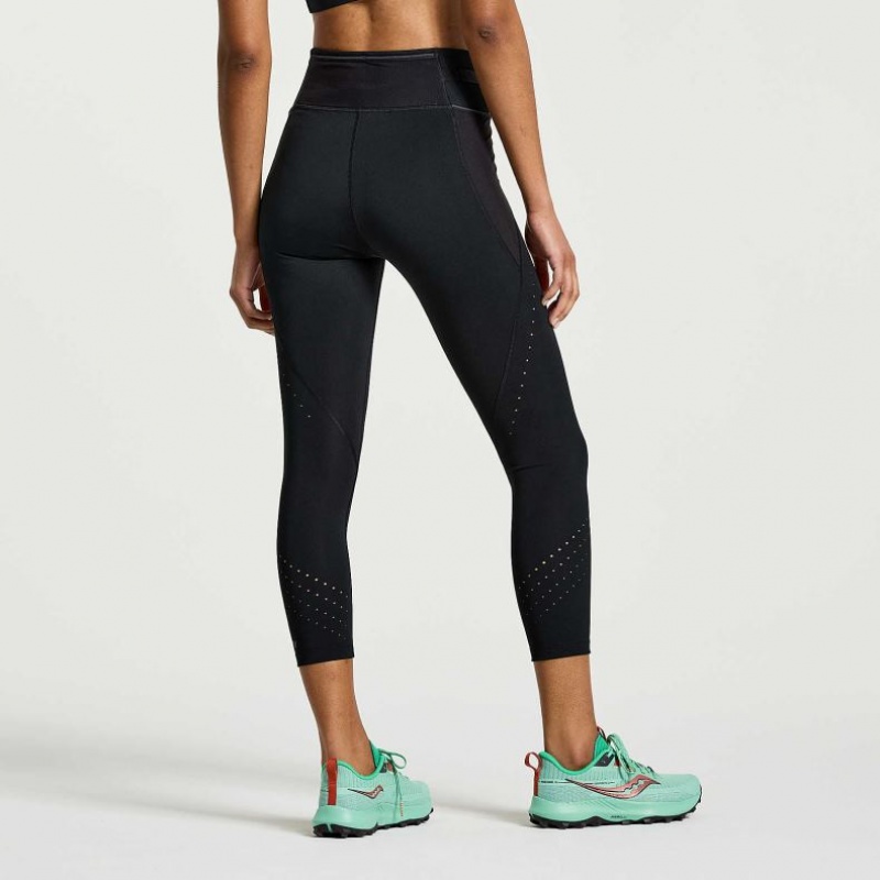 Black Saucony Explorer Utility Crop Women's Tight | USA IJPSUO