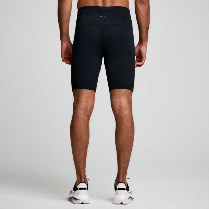 Black Saucony Fortify Lined Half Men's Tight | USA ZMRWFE