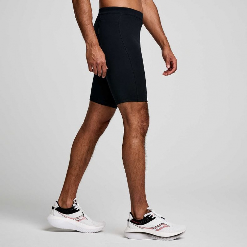 Black Saucony Fortify Lined Half Men's Tight | USA ZMRWFE