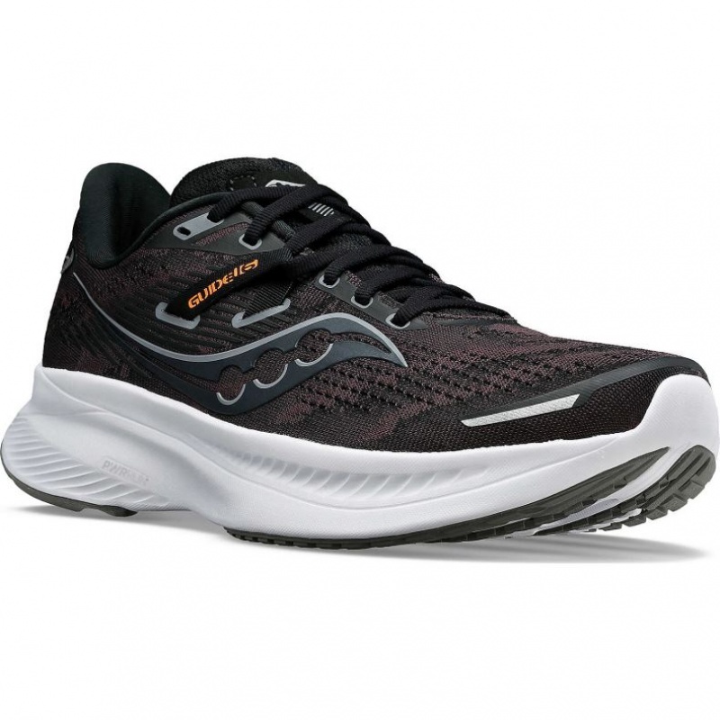 Black Saucony Guide 16 Men's Wide Running Shoes | USA QKDBGY