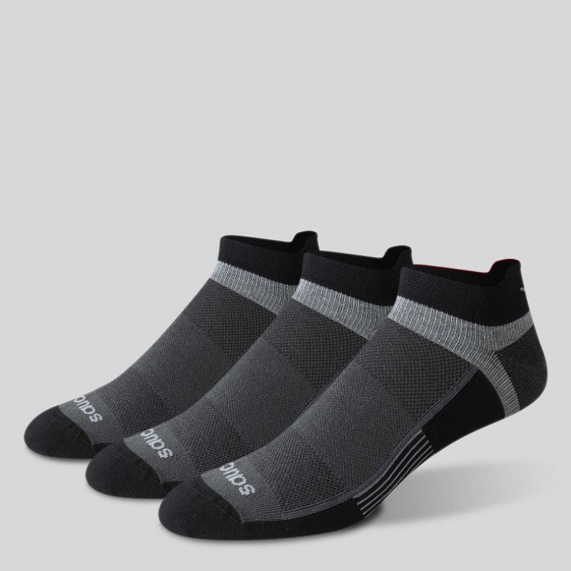 Black Saucony Inferno Liteweight 3-Pack Men's Socks | USA HVZPTS