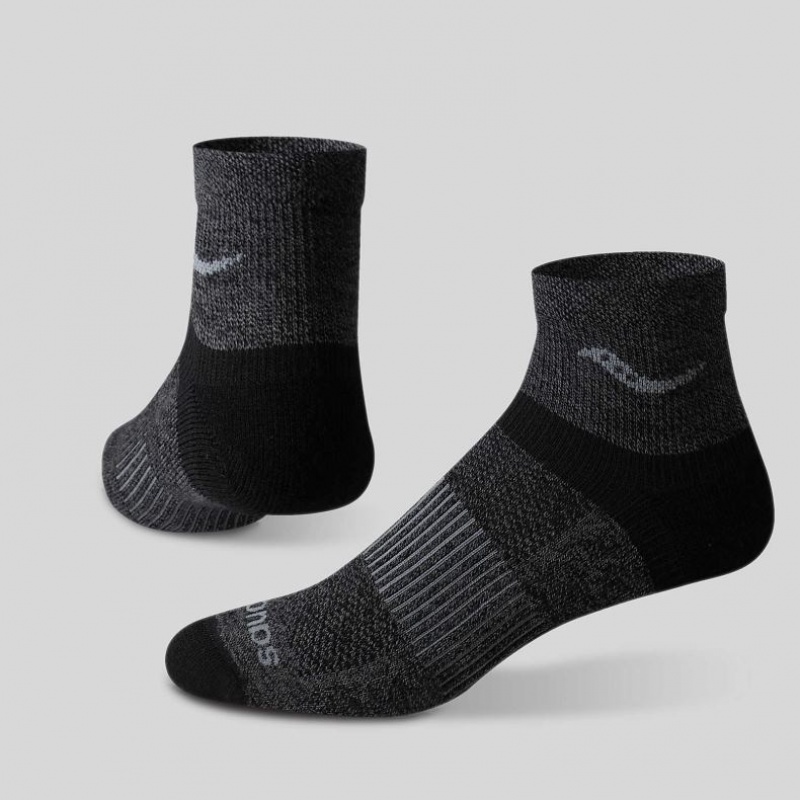 Black Saucony Inferno Merino Wool Blend Quarter 3-Pack Men\'s Socks | USA MSDLHJ