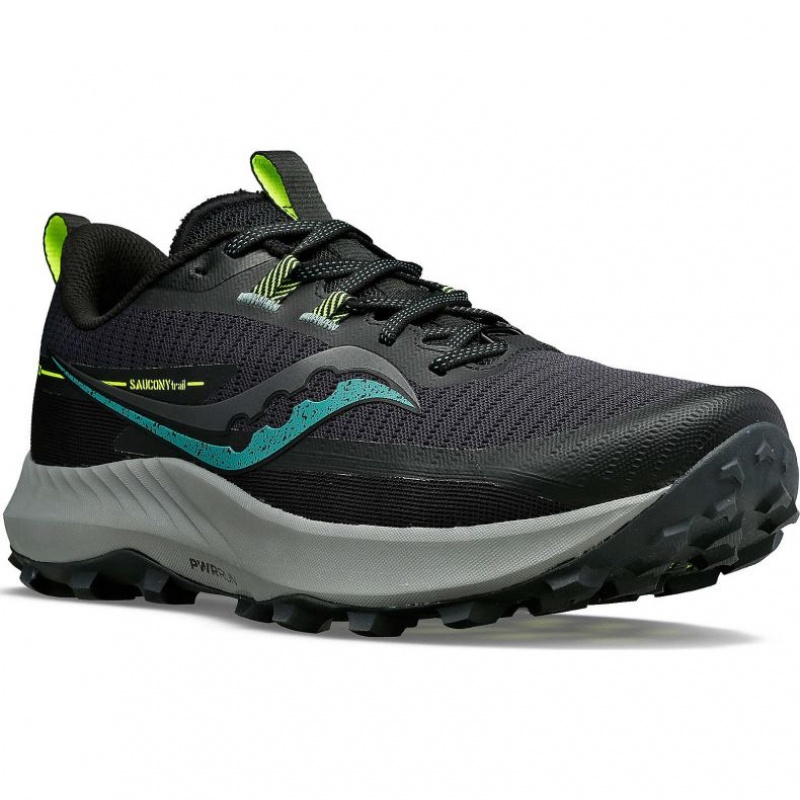 Black Saucony Peregrine 13 Men's Trail Running Shoes | USA BCMROK