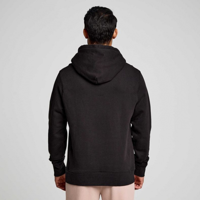 Black Saucony Recovery Men's Hoodie | USA KSMQFN