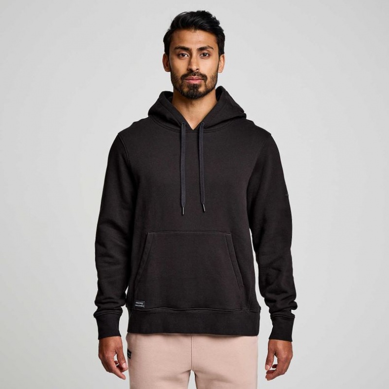 Black Saucony Recovery Men\'s Hoodie | USA KSMQFN