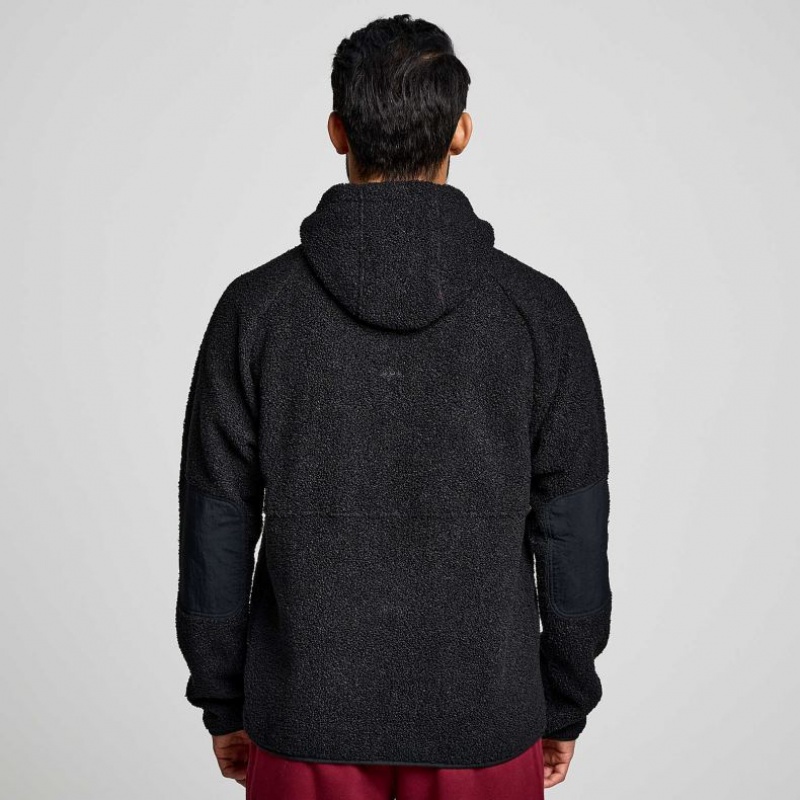 Black Saucony Recovery Sherpa Pullover Men's Hoodie | USA AYMTJL