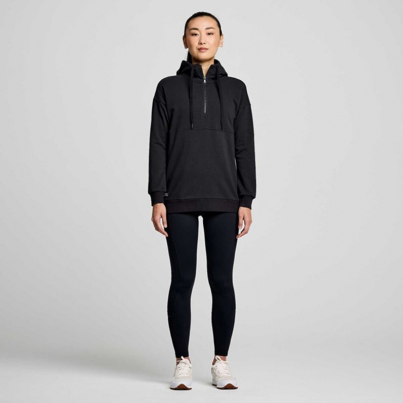 Black Saucony Recovery Zip Tunic Women's Hoodie | USA EMRANV