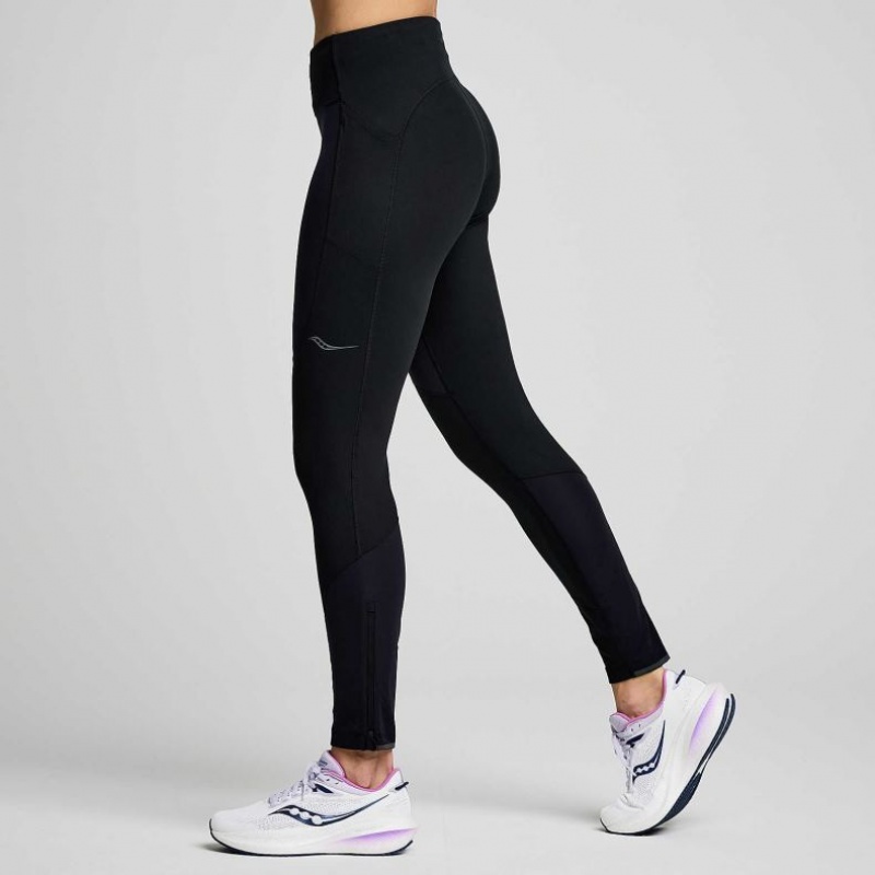 Black Saucony Runshield Women's Tight | USA MRDPBL