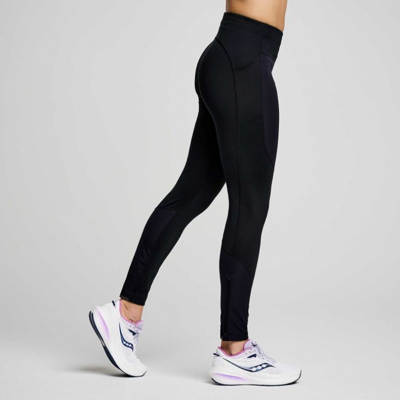 Black Saucony Runshield Women's Tight | USA MRDPBL