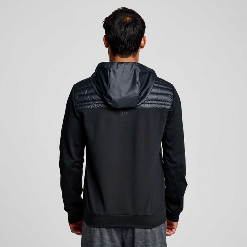 Black Saucony Solstice Oysterpuff Men's Hoodie | USA NMSVZQ