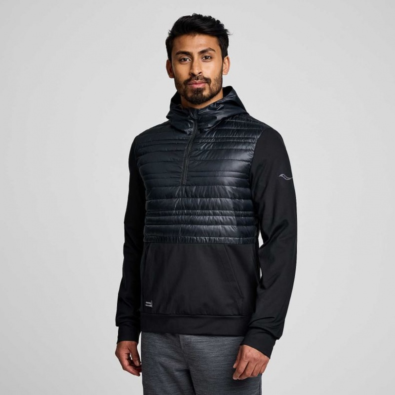 Black Saucony Solstice Oysterpuff Men\'s Hoodie | USA NMSVZQ