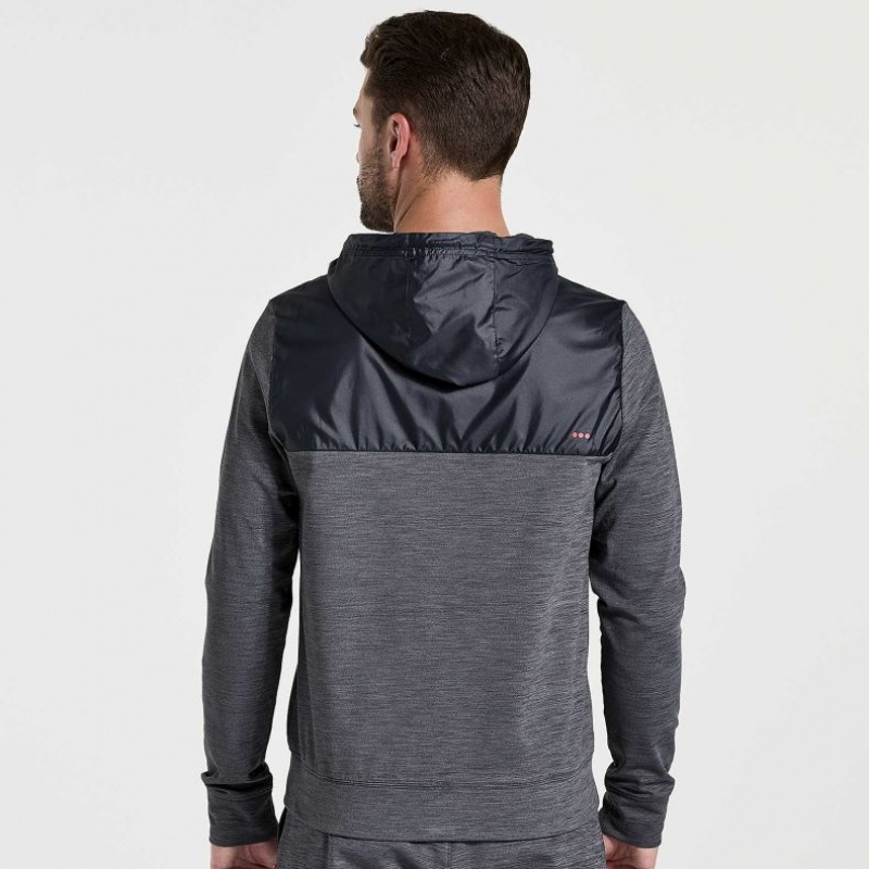 Black Saucony Solstice Zip Men's Hoodie | USA PWDTAF