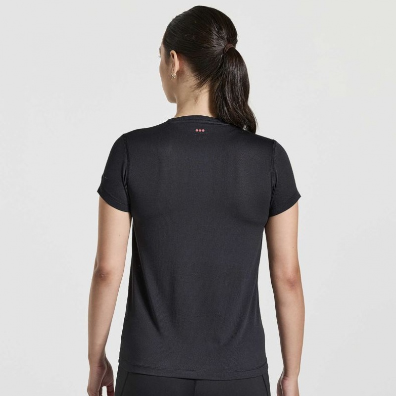 Black Saucony Stopwatch Graphic Short Sleeve Women's T-Shirt | USA QFCOMJ