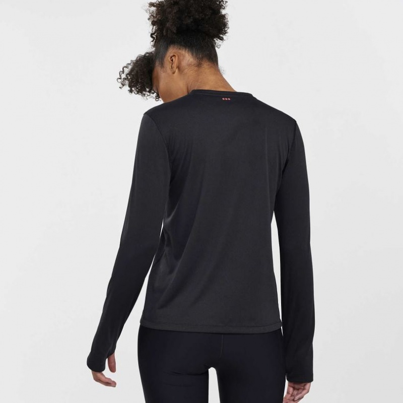 Black Saucony Stopwatch Long Sleeve Women's T-Shirt | USA KYCXEN