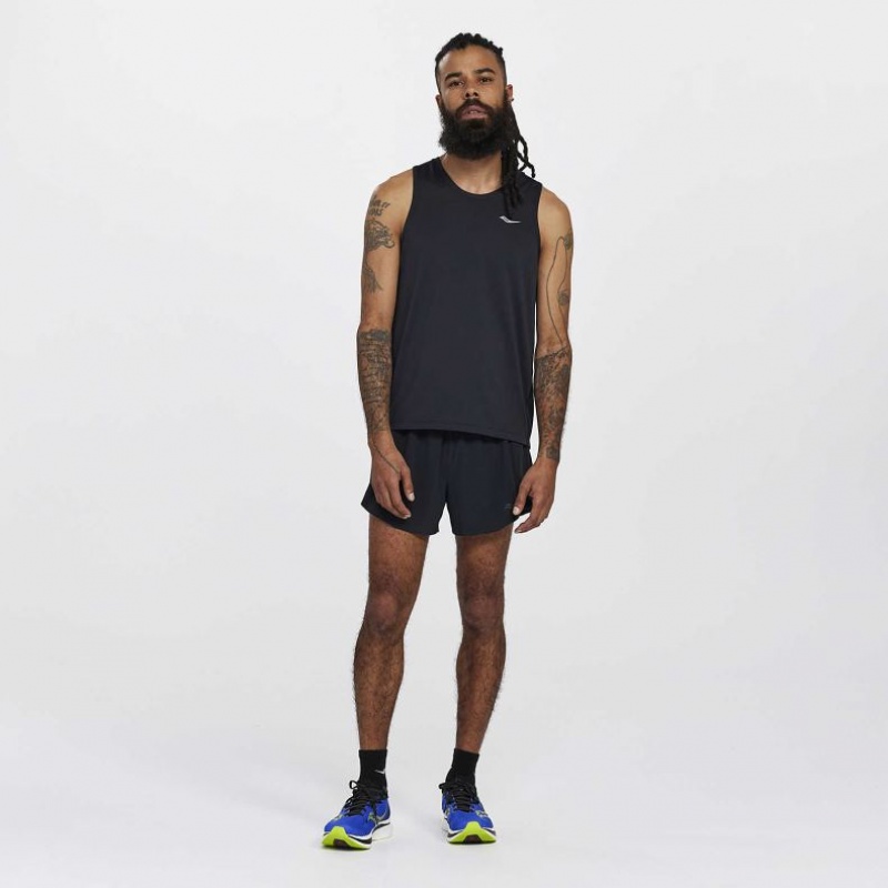 Black Saucony Stopwatch Men's Singlet | USA JMHREZ