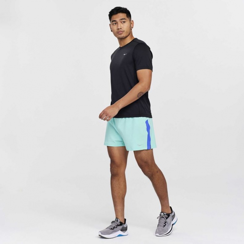 Black Saucony Stopwatch Short Sleeve Men's T-Shirt | USA WQDGJL