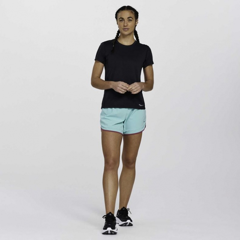 Black Saucony Stopwatch Short Sleeve Women's T-Shirt | USA JCPMAL