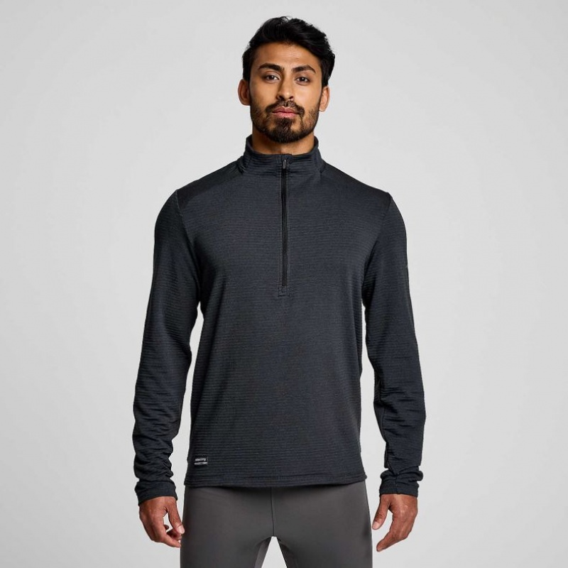 Black Saucony Triumph 3D 1/2 Zip Men\'s Sweatshirt | USA ZJBOSG