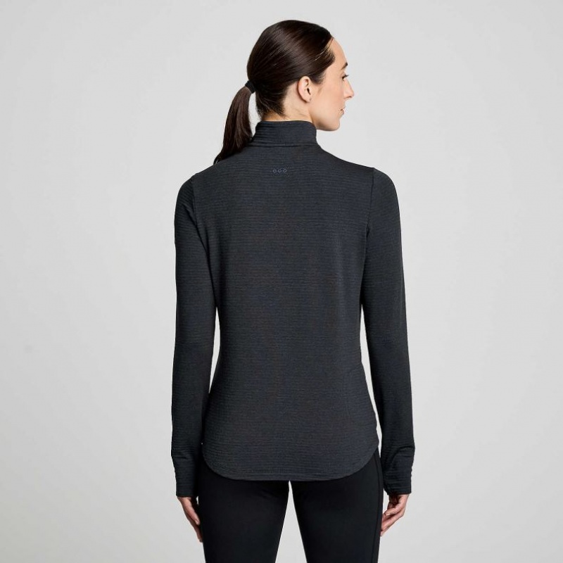 Black Saucony Triumph 3D 1/2 Zip Women's Sweatshirt | USA LNGUZJ