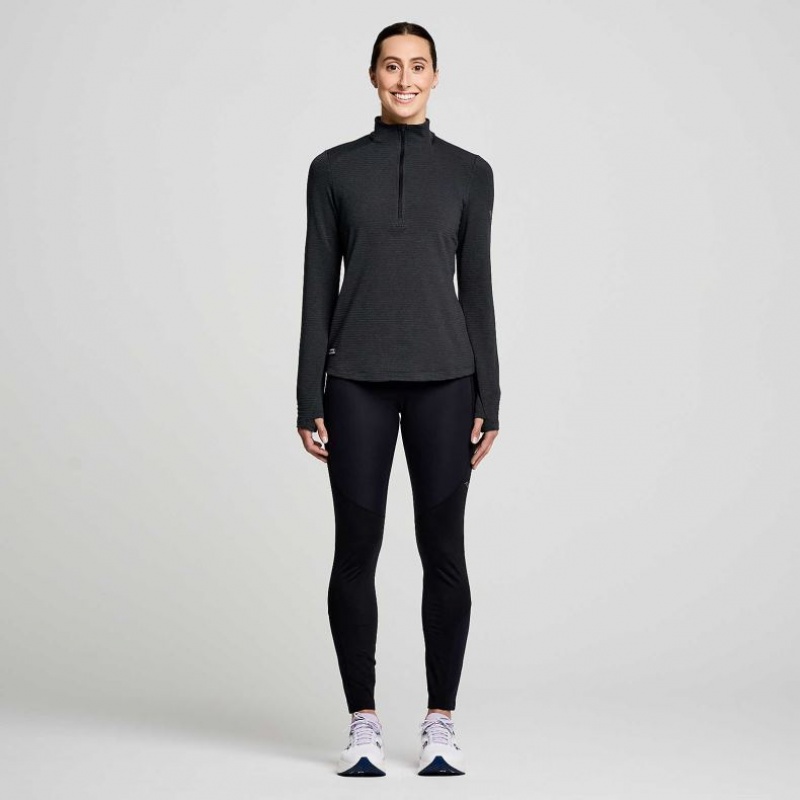 Black Saucony Triumph 3D 1/2 Zip Women's Sweatshirt | USA LNGUZJ