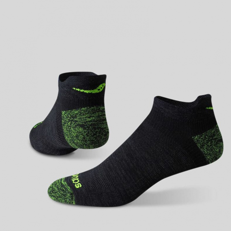 Black / Green Saucony Inferno No Show Tab 3-Pack Men's Socks | USA HRPUSB