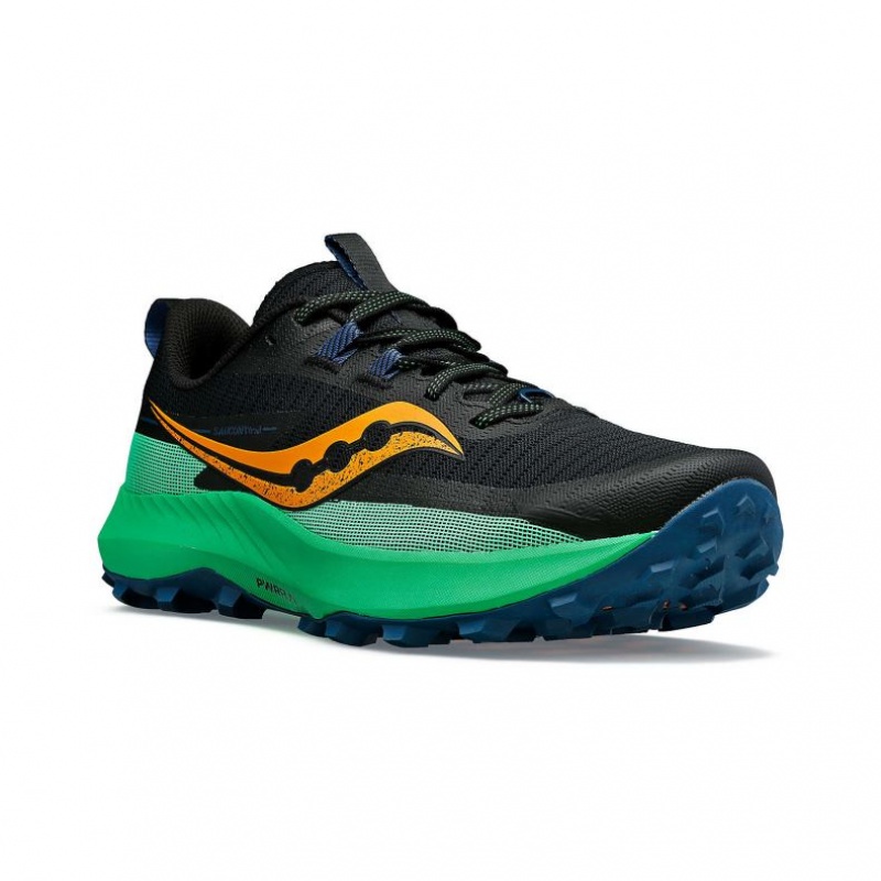 Black / Green Saucony Peregrine 13 Men's Trail Running Shoes | USA ZHESQB