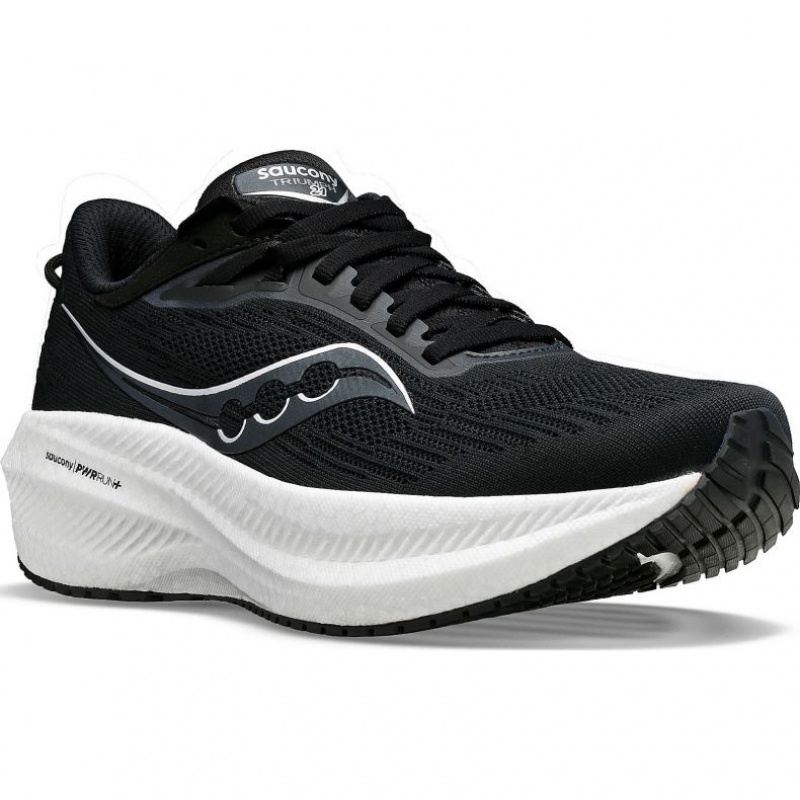 Black / White Saucony Triumph 21 Men's Running Shoes | USA WJRADT