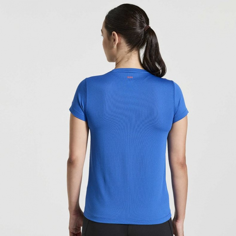 Blue Saucony Stopwatch Graphic Short Sleeve Women's T-Shirt | USA GRBDJQ