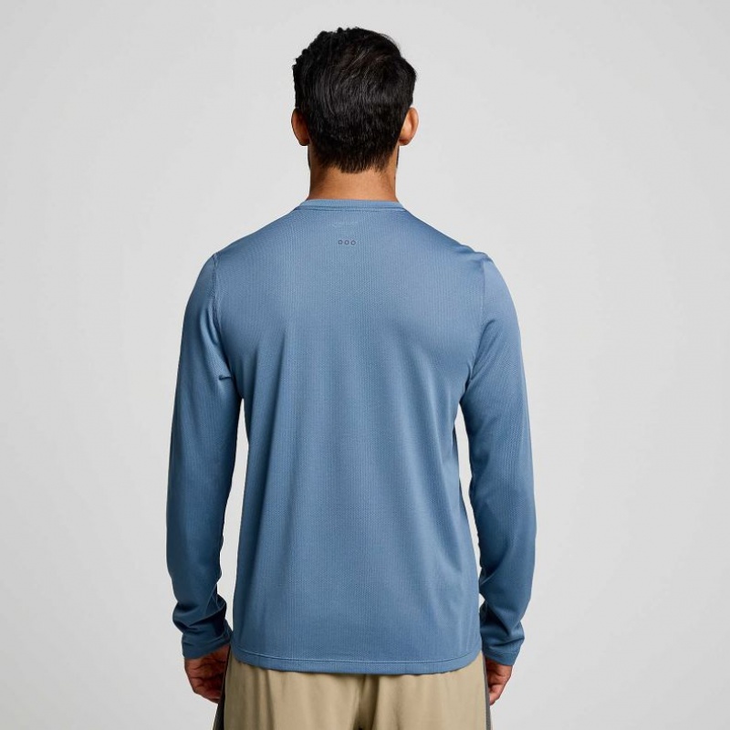 Blue Saucony Stopwatch Long Sleeve Men's T-Shirt | USA ENFMDZ