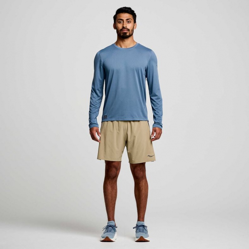 Blue Saucony Stopwatch Long Sleeve Men's T-Shirt | USA ENFMDZ