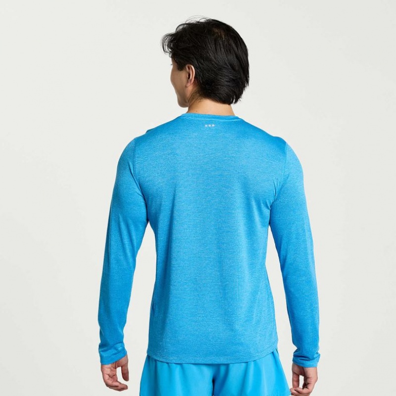 Blue Saucony Stopwatch Long Sleeve Men's T-Shirt | USA ANSOHK