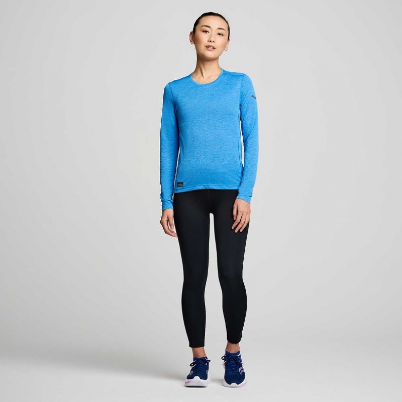 Blue Saucony Stopwatch Long Sleeve Women's T-Shirt | USA KILZDR