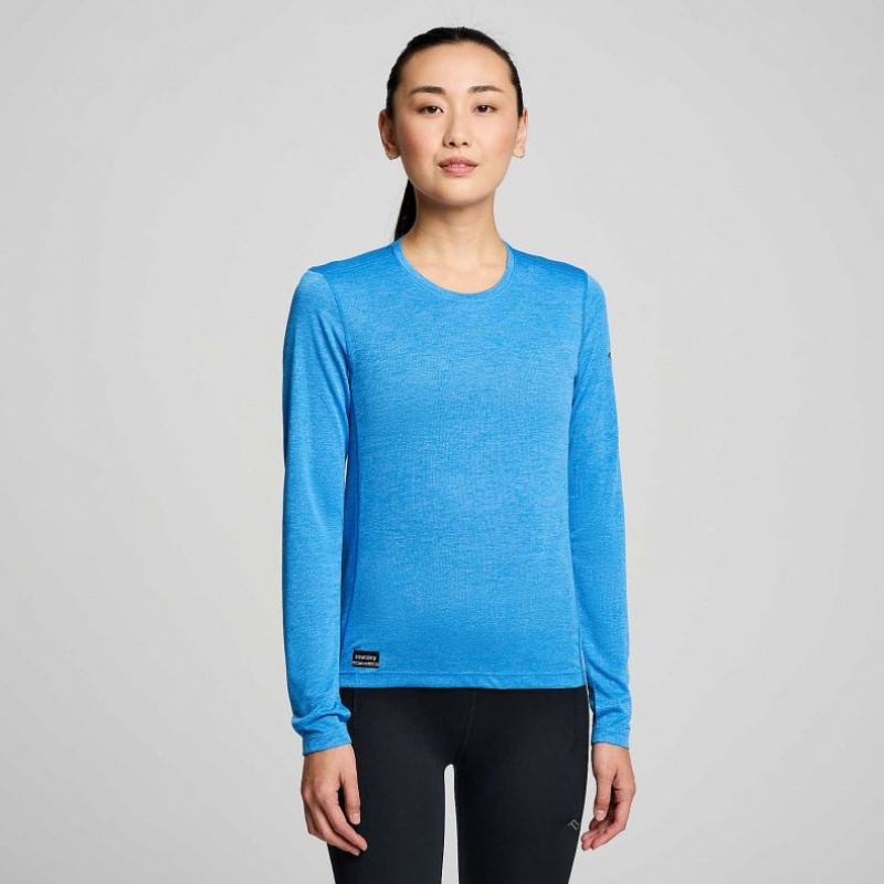 Blue Saucony Stopwatch Long Sleeve Women\'s T-Shirt | USA KILZDR