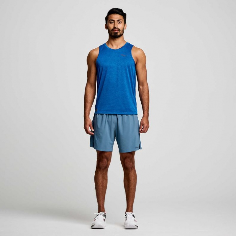 Blue Saucony Stopwatch Men's Singlet | USA MXKTJB