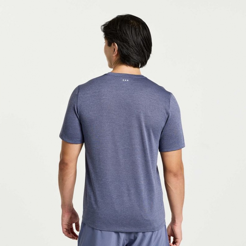 Blue Saucony Stopwatch Short Sleeve Men's T-Shirt | USA KVUZWO