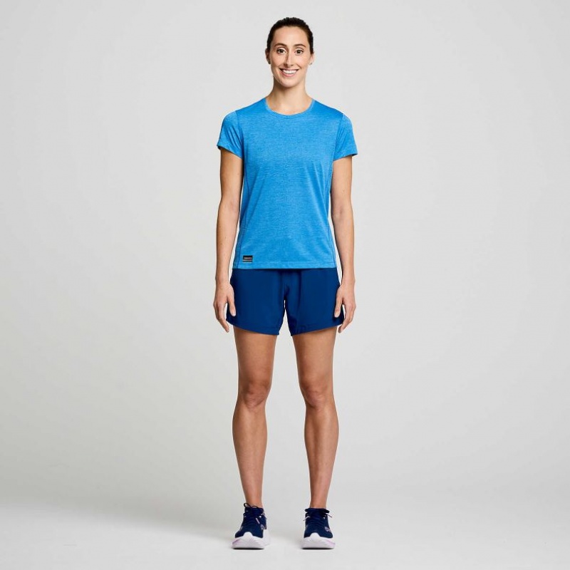 Blue Saucony Stopwatch Short Sleeve Women's T-Shirt | USA JWOERF