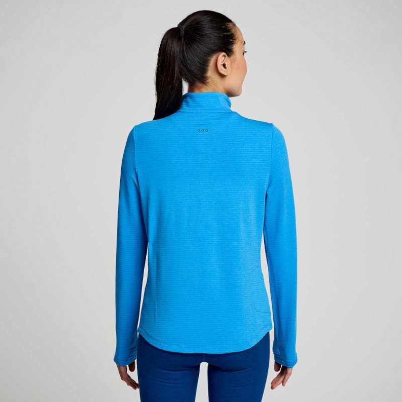 Blue Saucony Triumph 3D 1/2 Zip Women's Sweatshirt | USA YRNBJM