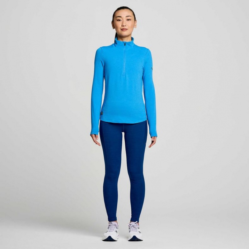 Blue Saucony Triumph 3D 1/2 Zip Women's Sweatshirt | USA YRNBJM