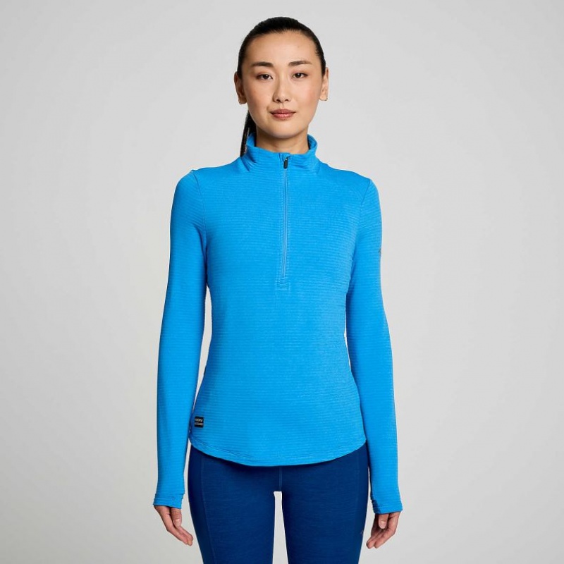 Blue Saucony Triumph 3D 1/2 Zip Women\'s Sweatshirt | USA YRNBJM