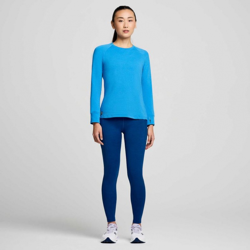 Blue Saucony Triumph 3D Crew Women's Sweatshirt | USA TYMVSQ